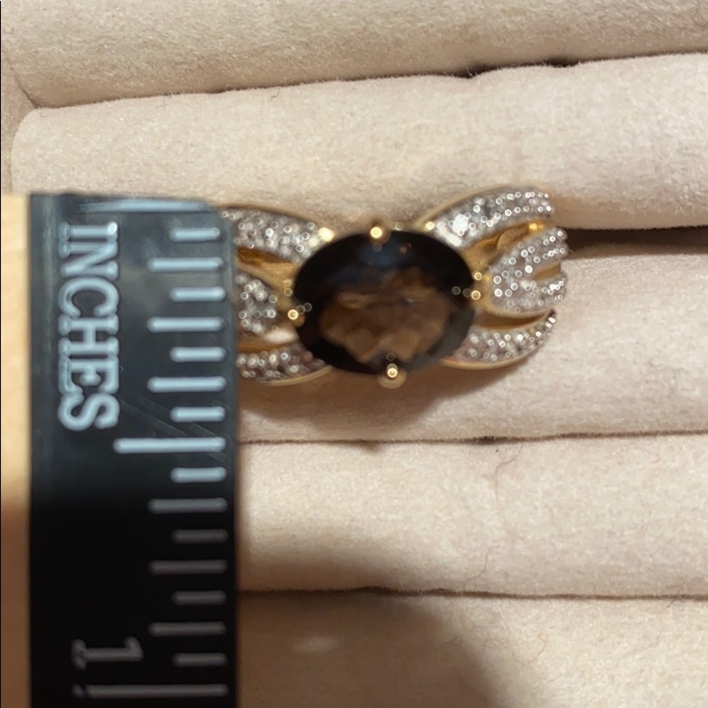 Genuine Smokey Quartz Oval East/West setting Ring - Picture 8 of 10